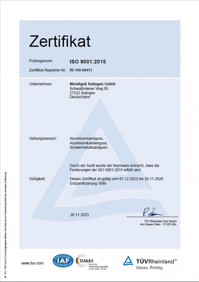 ISO 9001:2015 bis 30.11.2026
